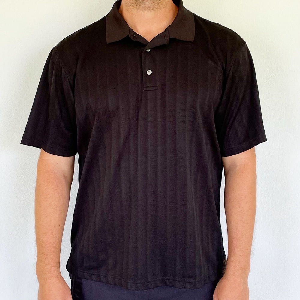 PGA Tour men’s black textured stripe golf polo shirt size XL
